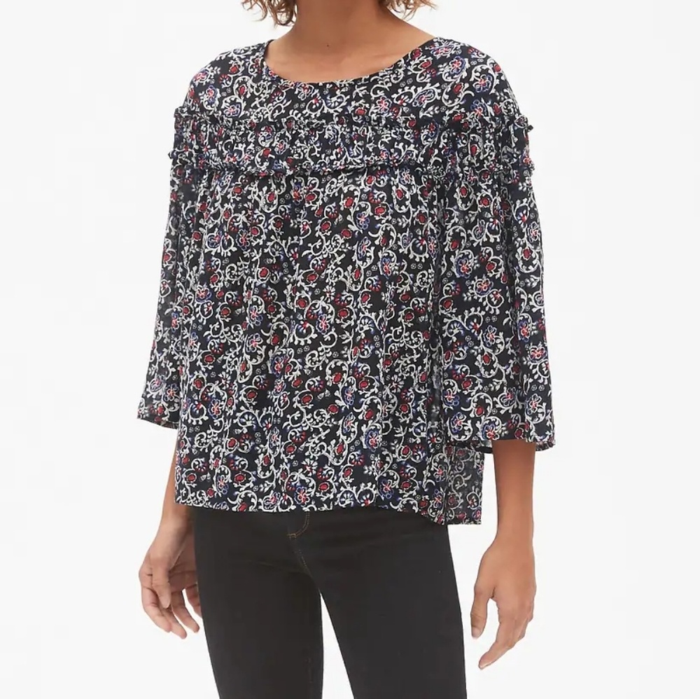 GAP | Tiered Ruffle Floral Blouse (Size S)